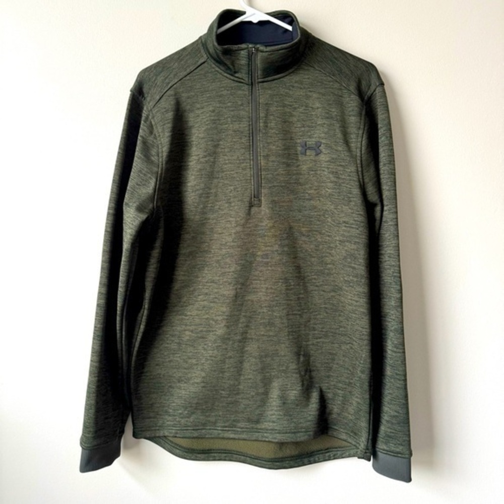 Mens UNDER ARMOUR Coldgear Loose Fit Pullover 1/4 Zip‎ Army Green